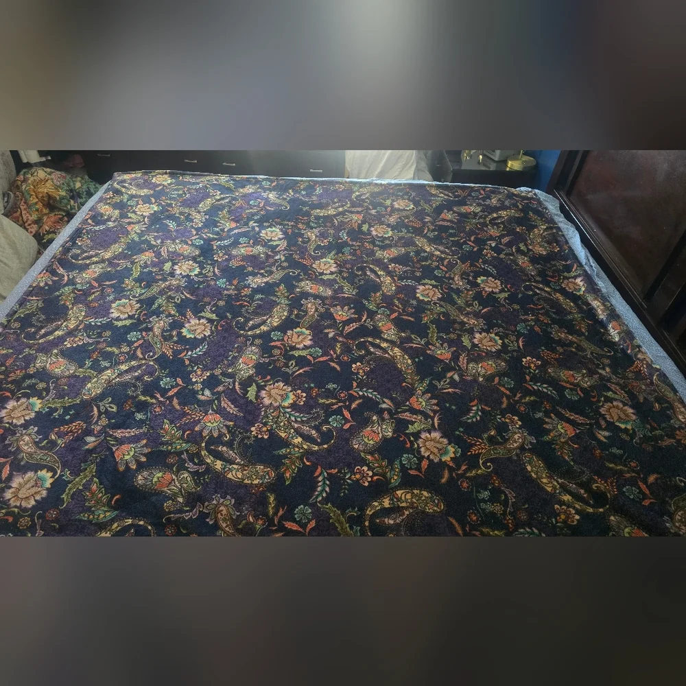 Johnny Was Lauren Canyon Cozy Sherpa Blanket Reversible Darnahta Peacock Flower